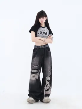 Patched Ripped Jeans