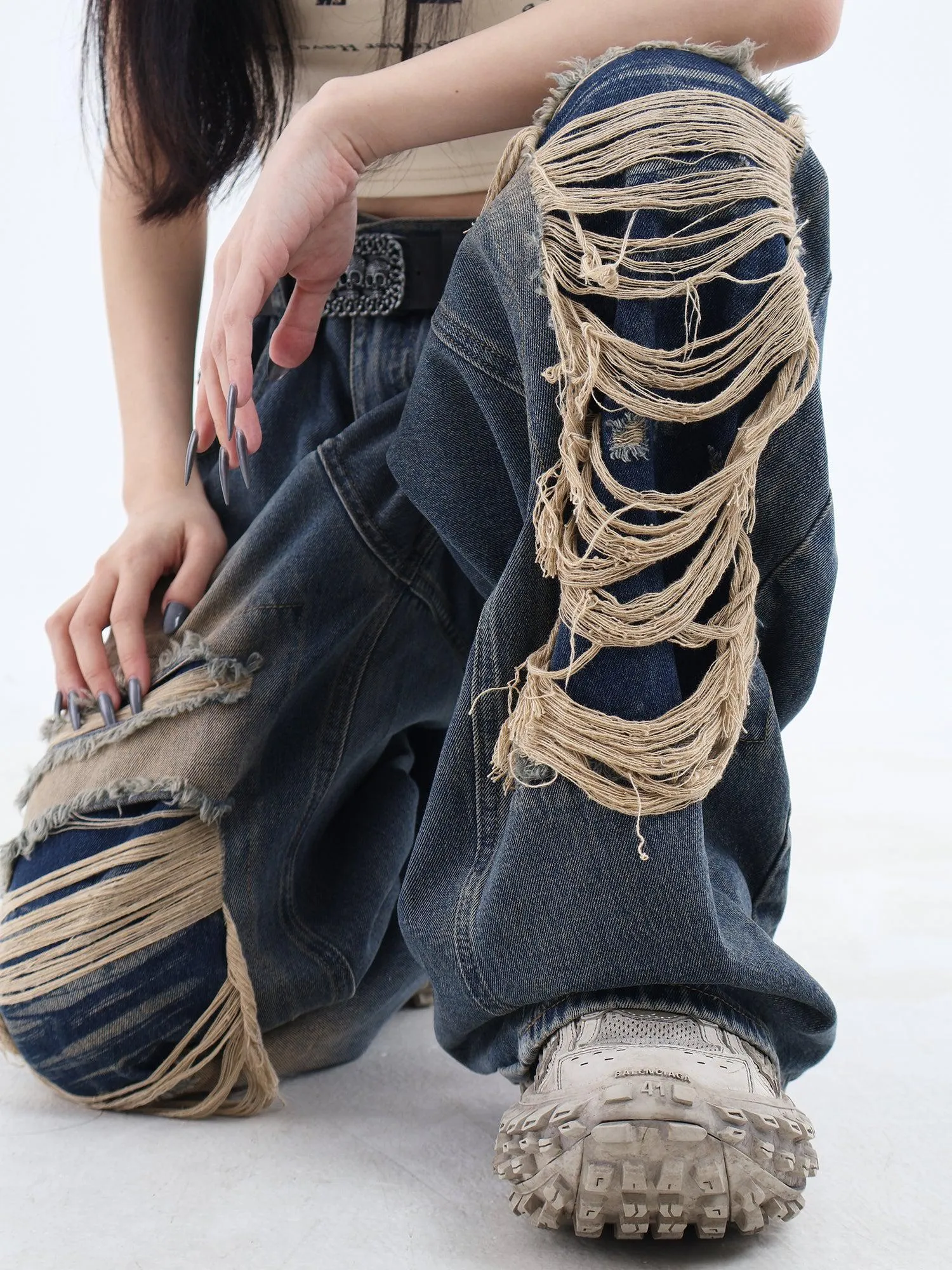 Patched Ripped Jeans