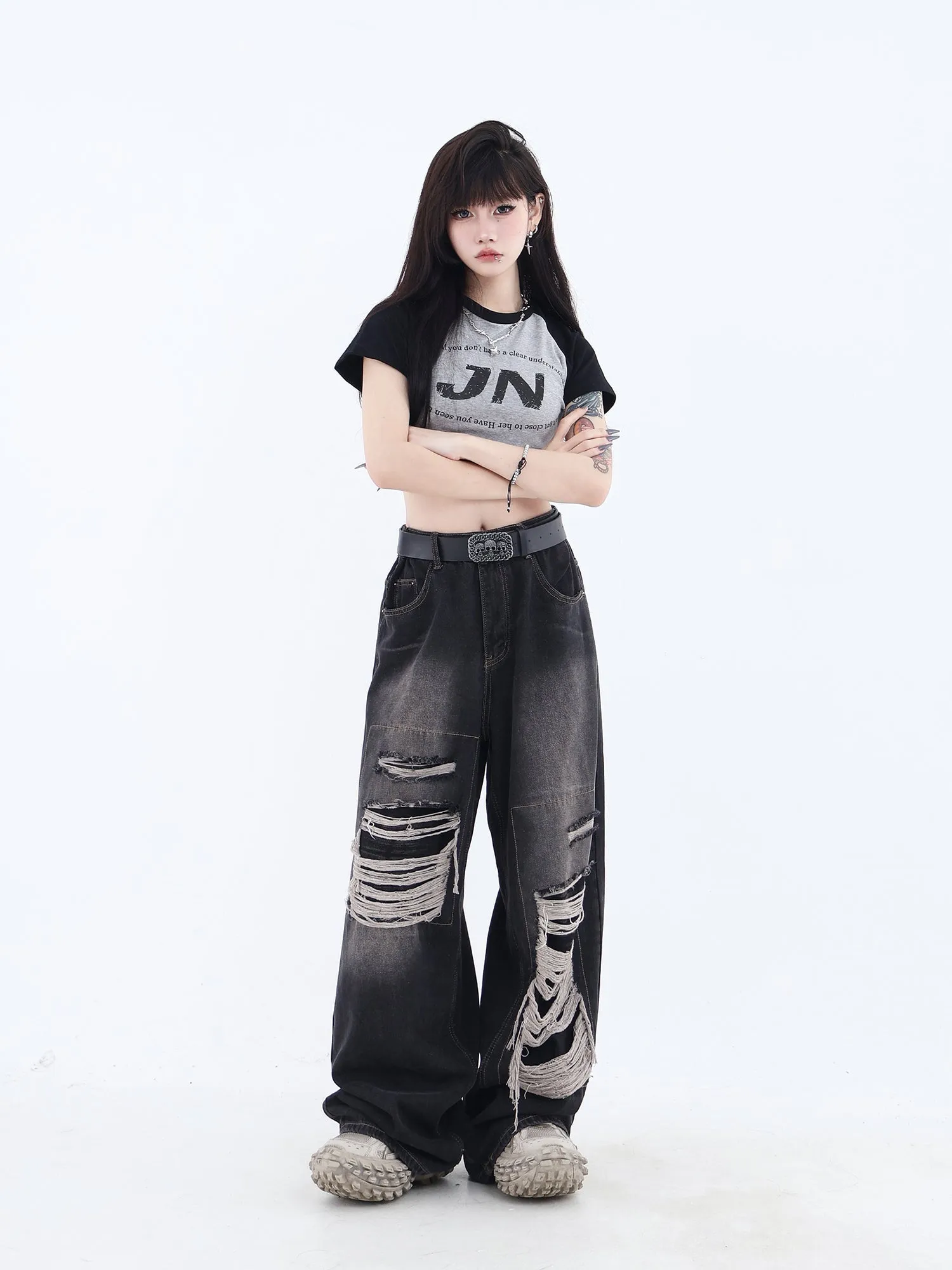 Patched Ripped Jeans