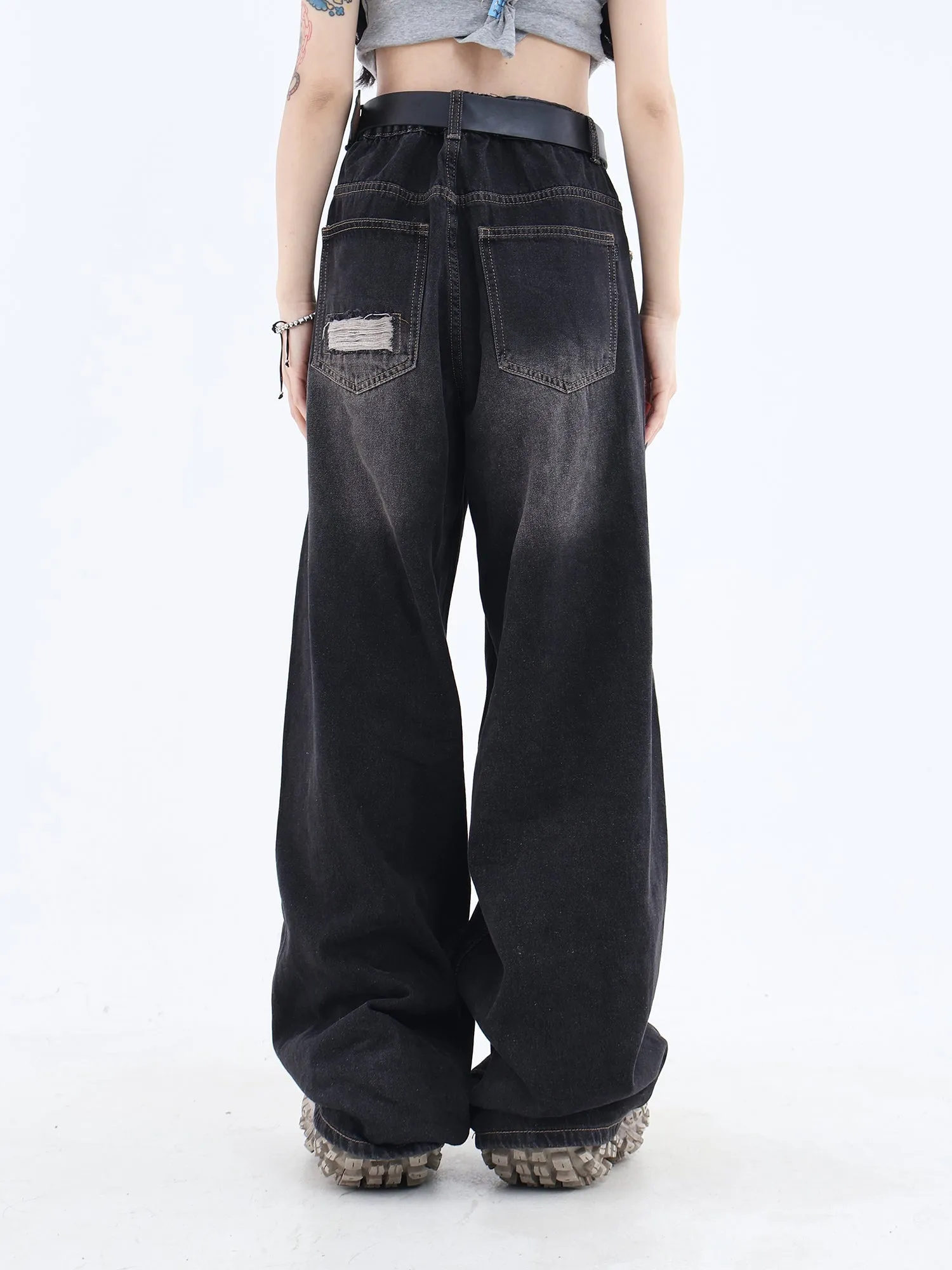 Patched Ripped Jeans