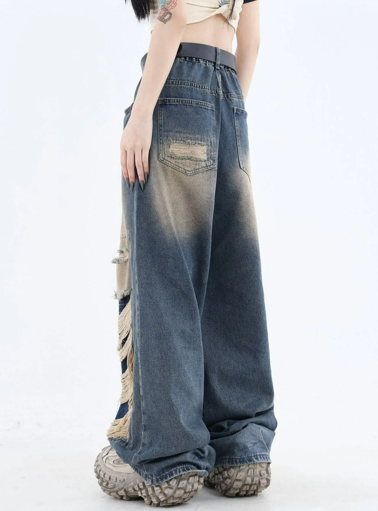 Patched Ripped Jeans