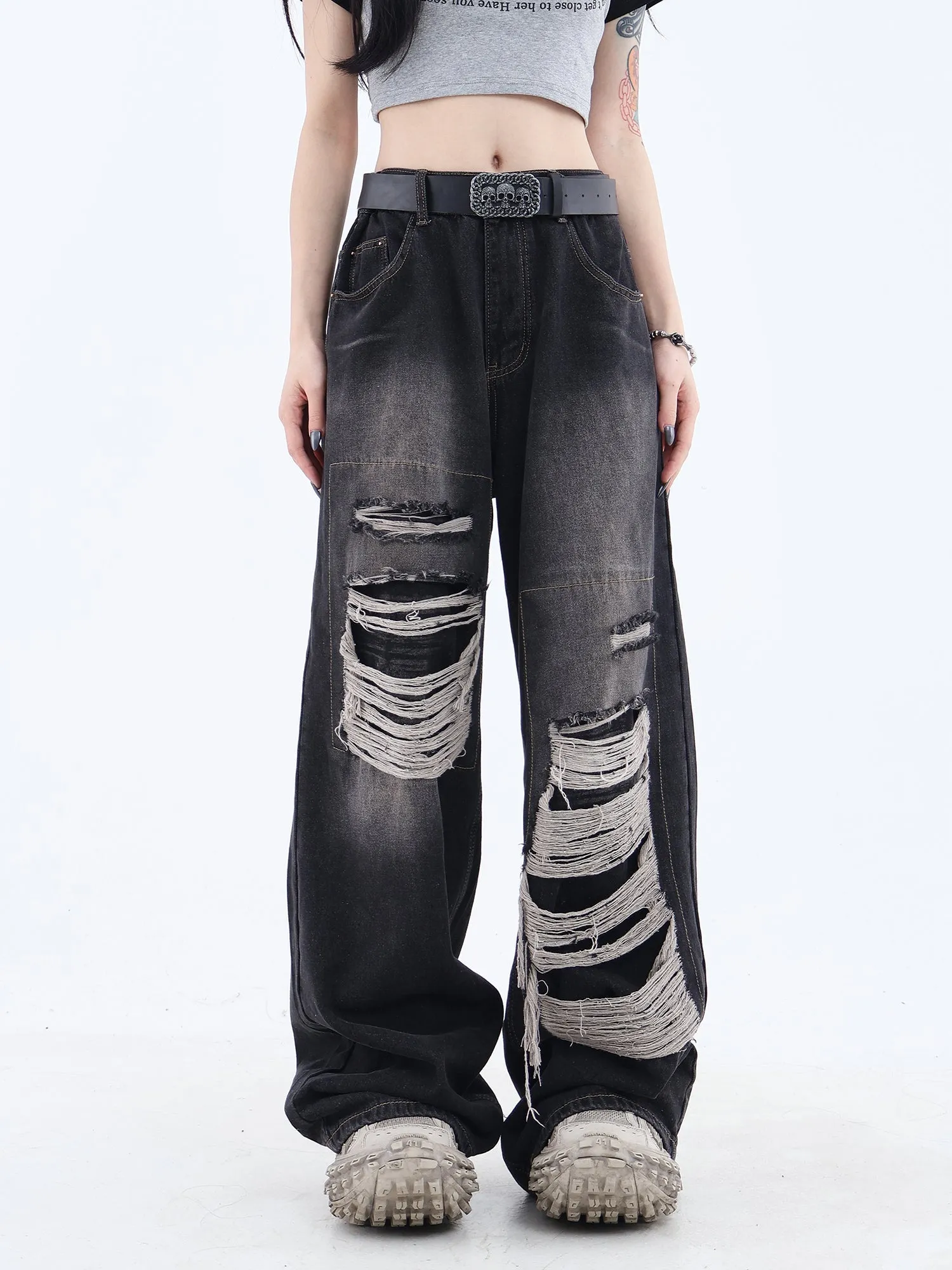 Patched Ripped Jeans