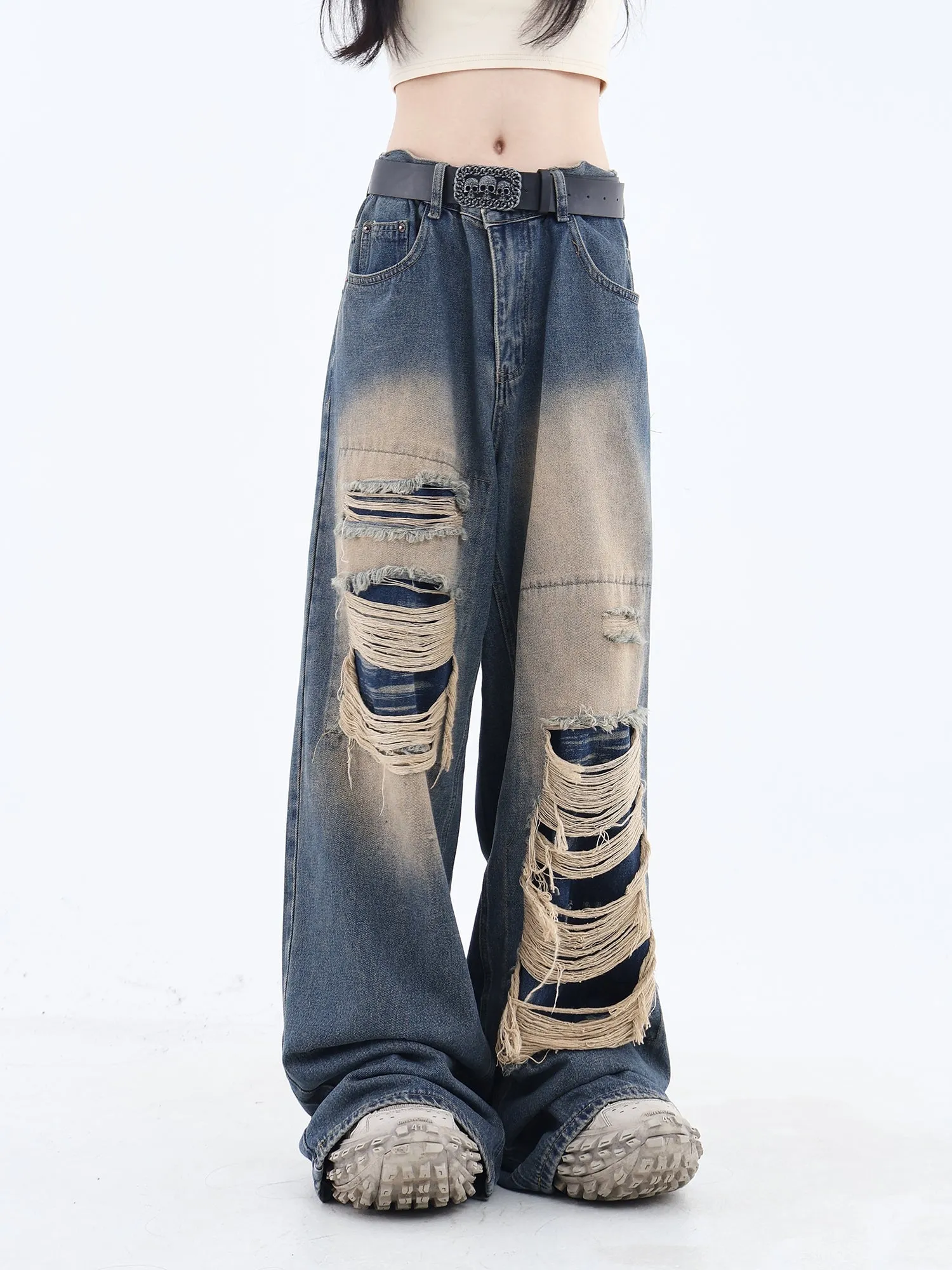 Patched Ripped Jeans