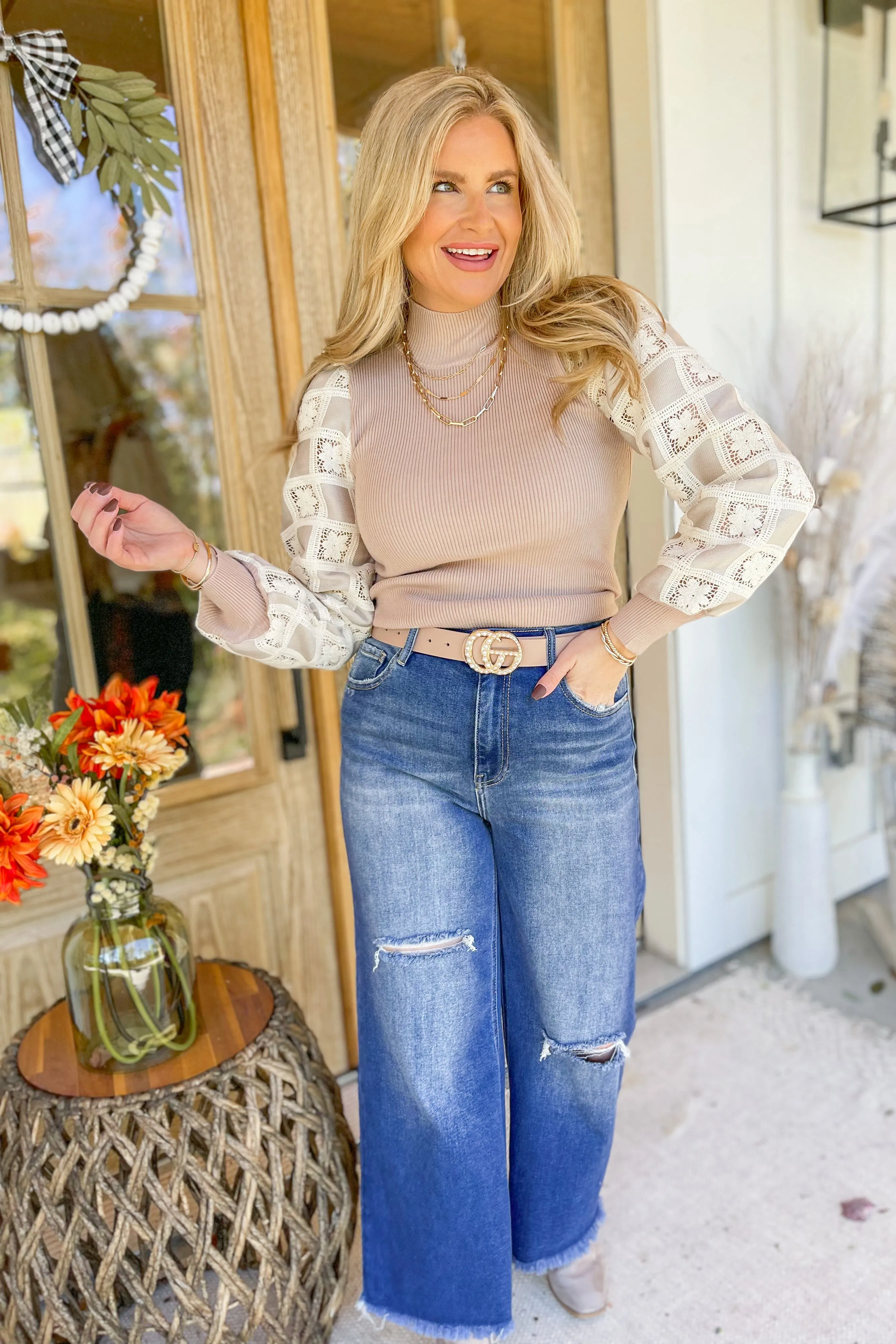 Perry Solid Mock Neck Long Sleeve Pullover Sweater