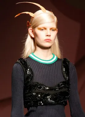 Prada spring '14 sequin bralette top, black, S