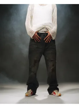 Retro Bootcut Ripped Jeans