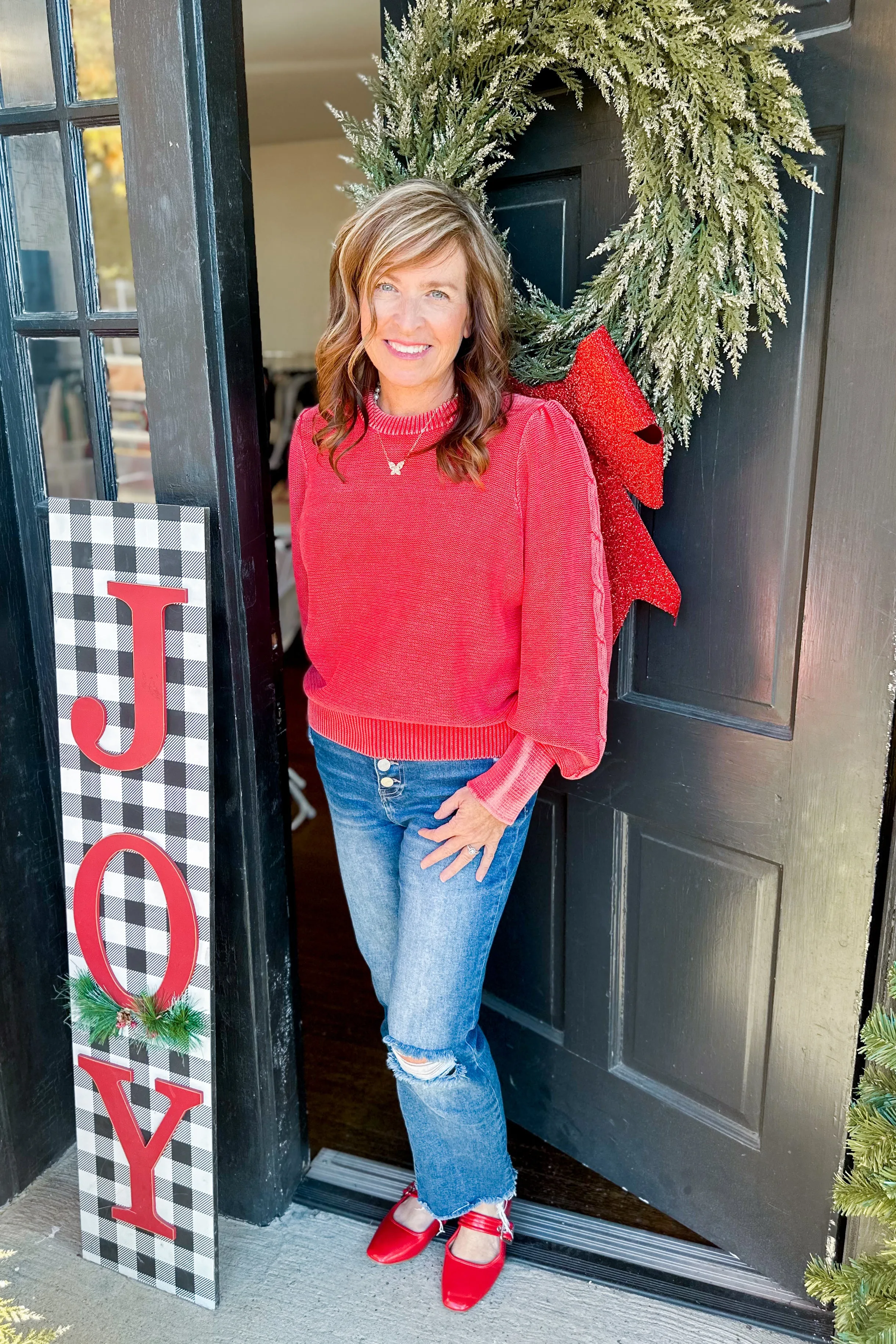 Rhoda Mineral Washed Long Sleeve Sweater Top