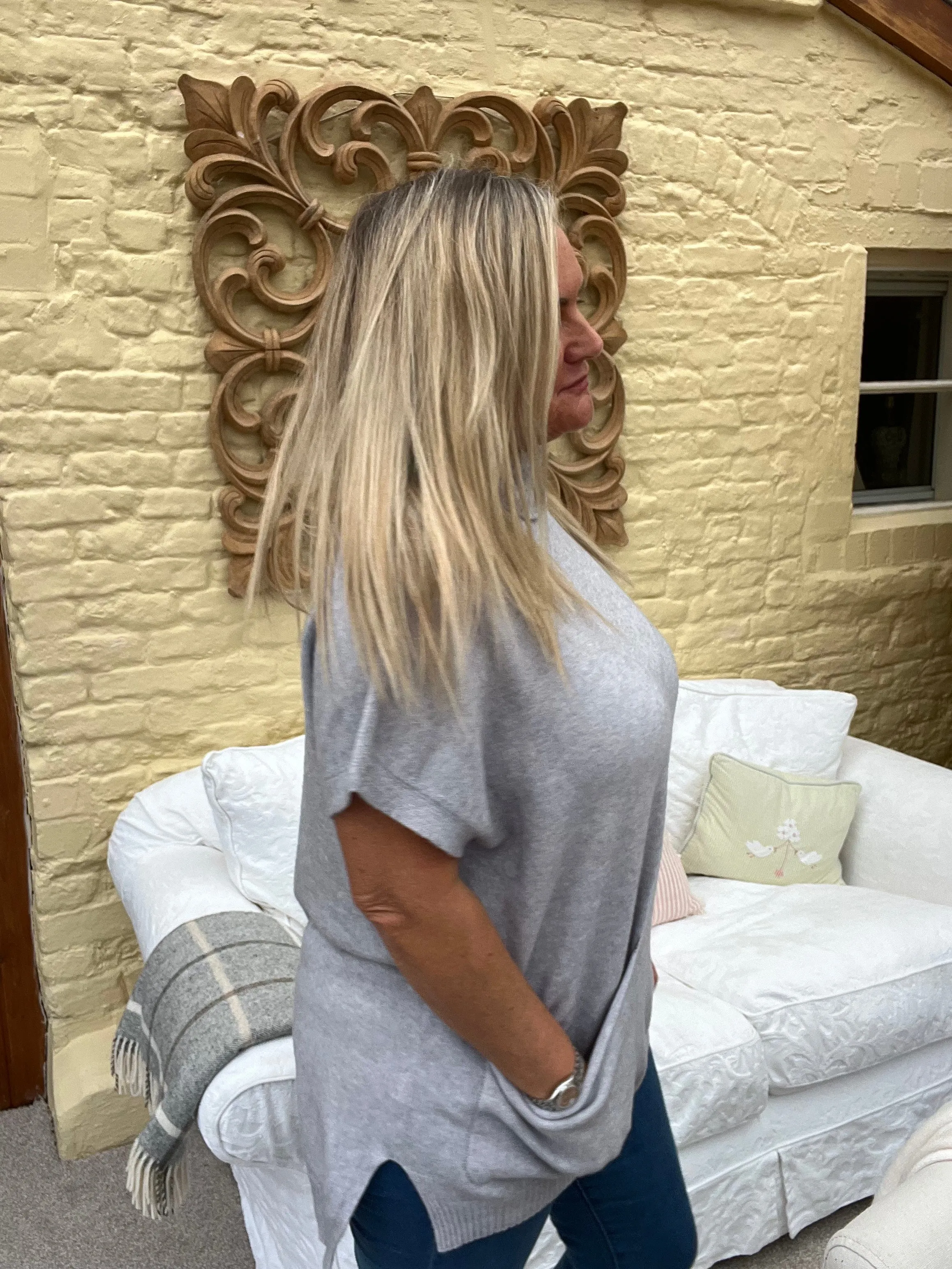 Rome Rolled Neck Swing-Style Jumper Grey