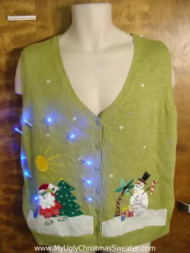 Santa at the Beach Light Up Christmas Sweater Vest