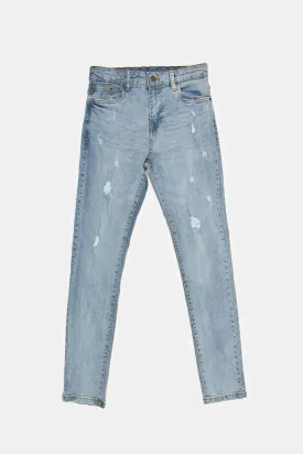 Senior Boys Blue Ripped Jeans