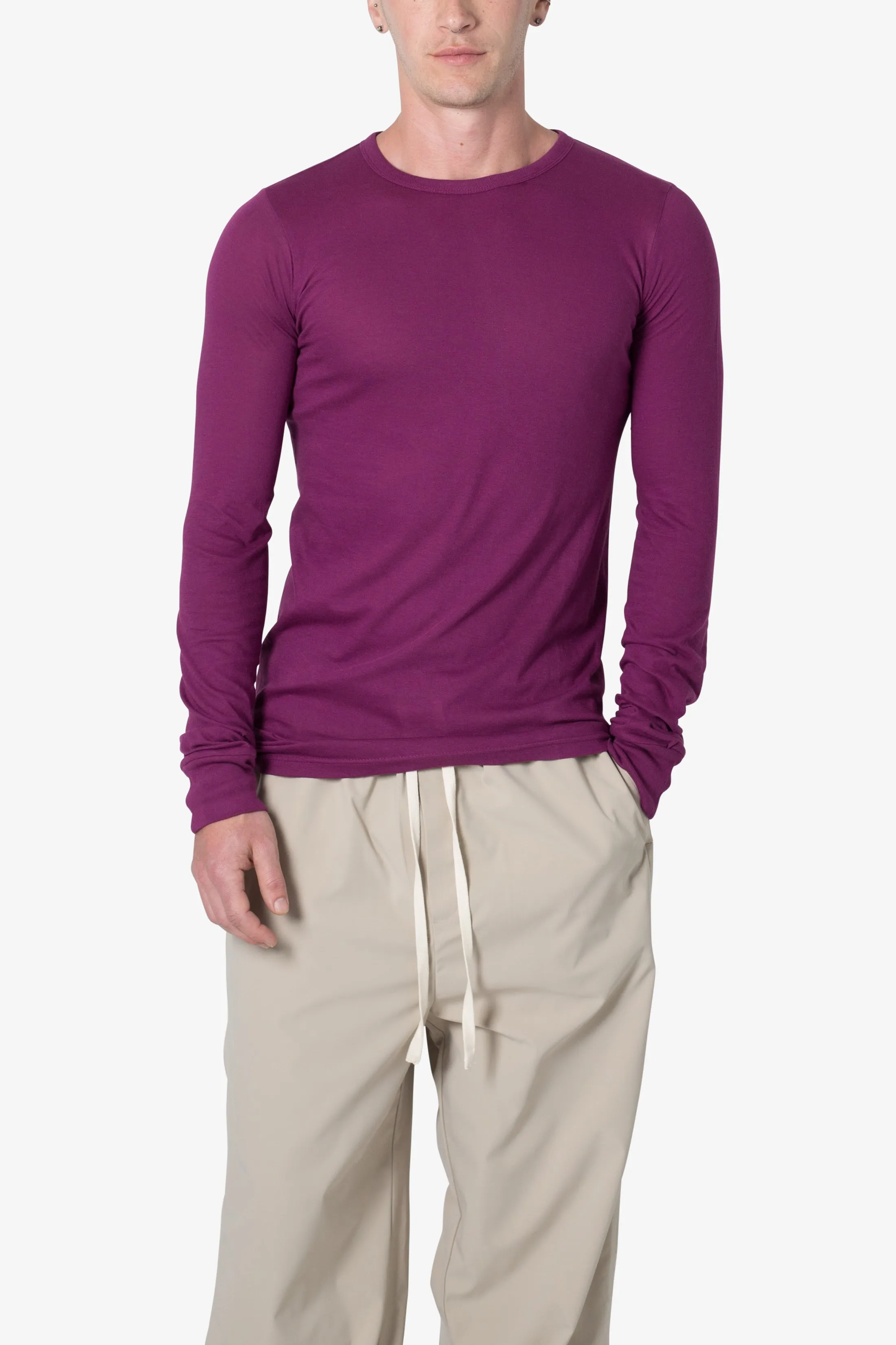 Sheer Knit Jersey L/S Tee - Magenta