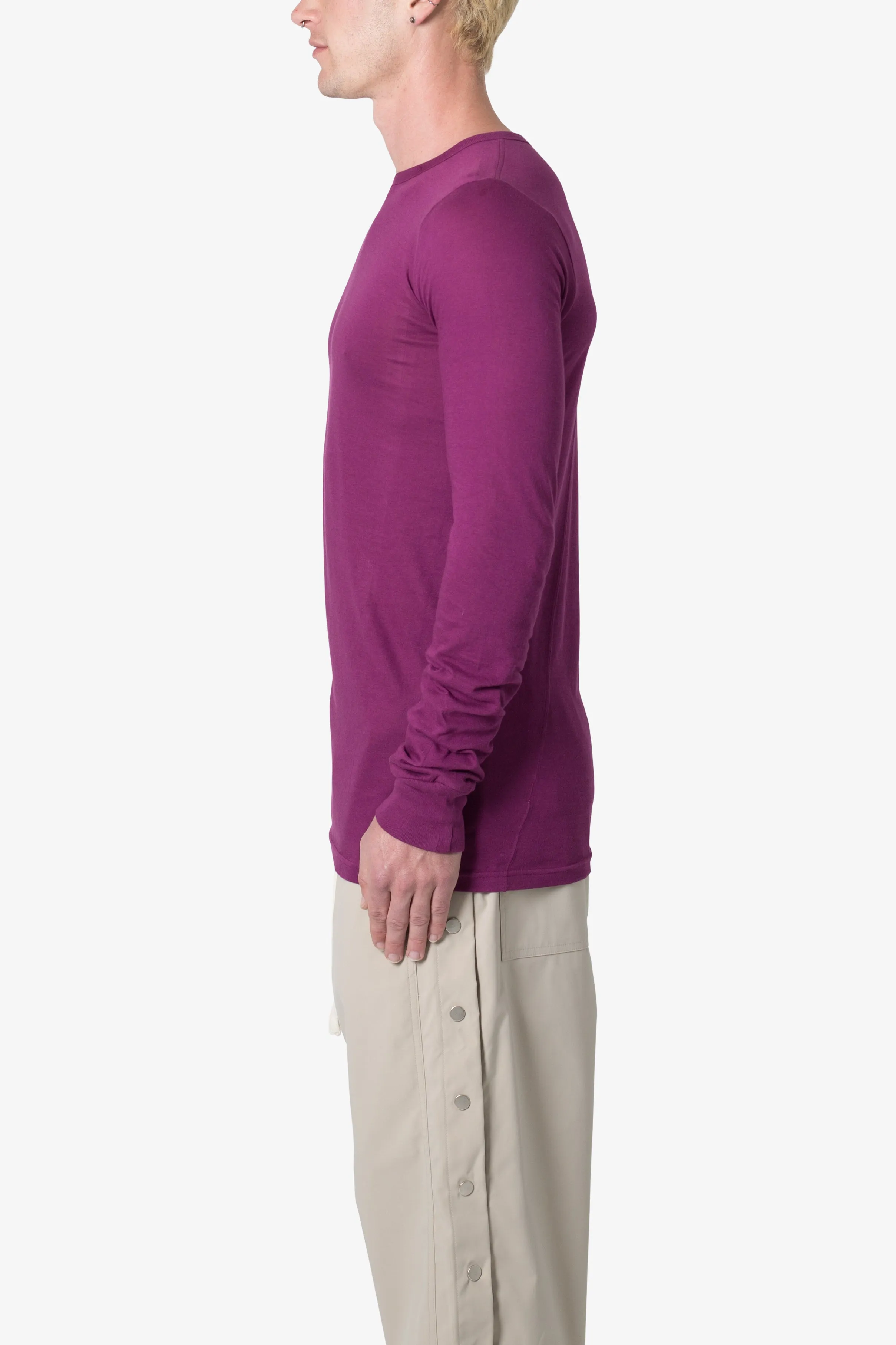Sheer Knit Jersey L/S Tee - Magenta