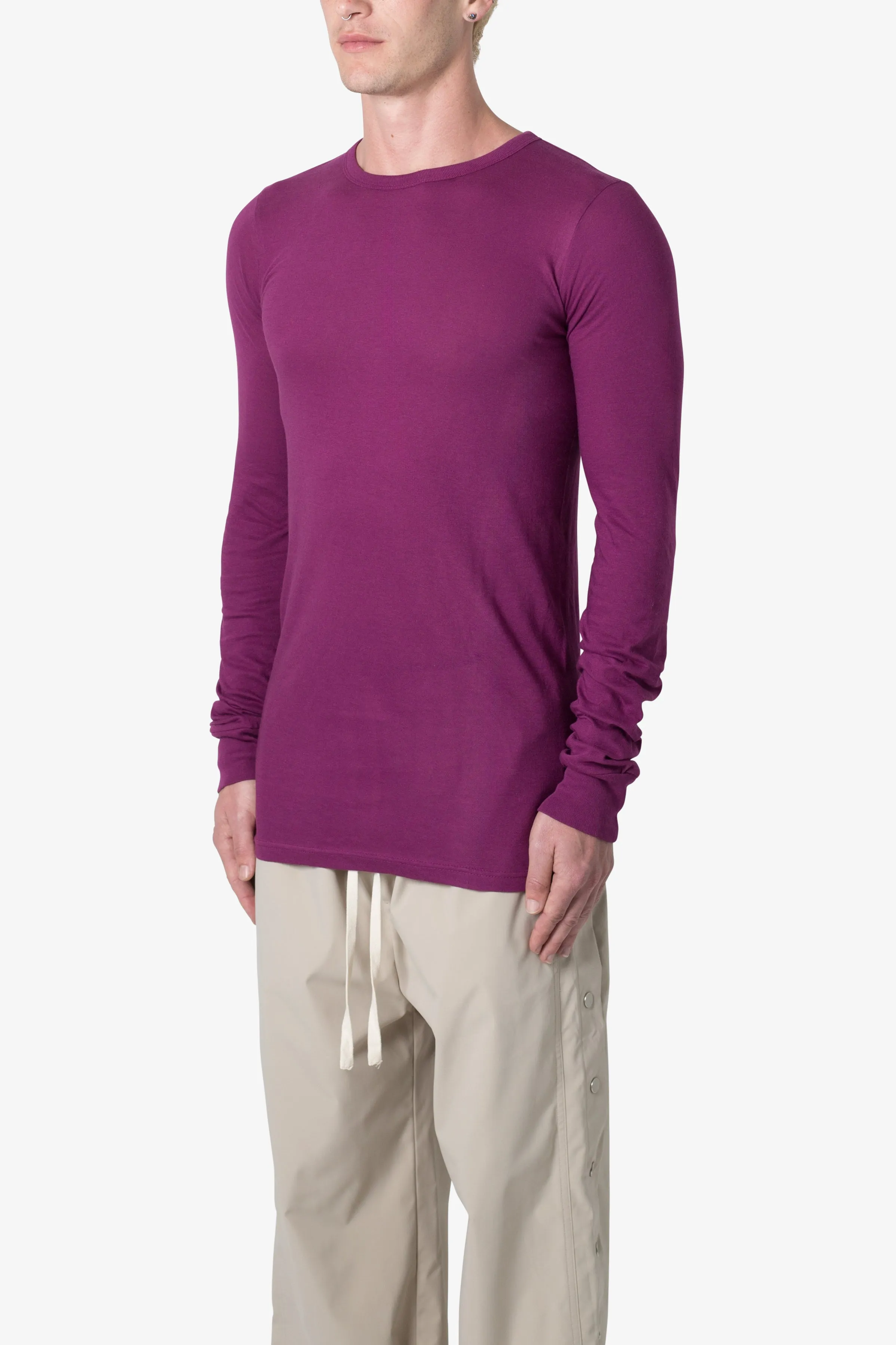Sheer Knit Jersey L/S Tee - Magenta