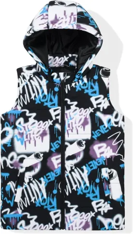 SNOW DREAMS Boys Puffer Vest Hooded Quilted Outwear Sleeveless Jacket Lined Zipper Waistcoat
