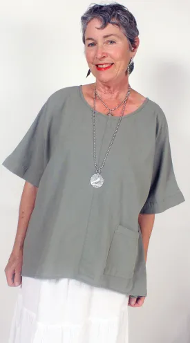 S/Slv Tienda ho Linen  Top Boho Resort Wear Hippie Chic Plus Sml-2x