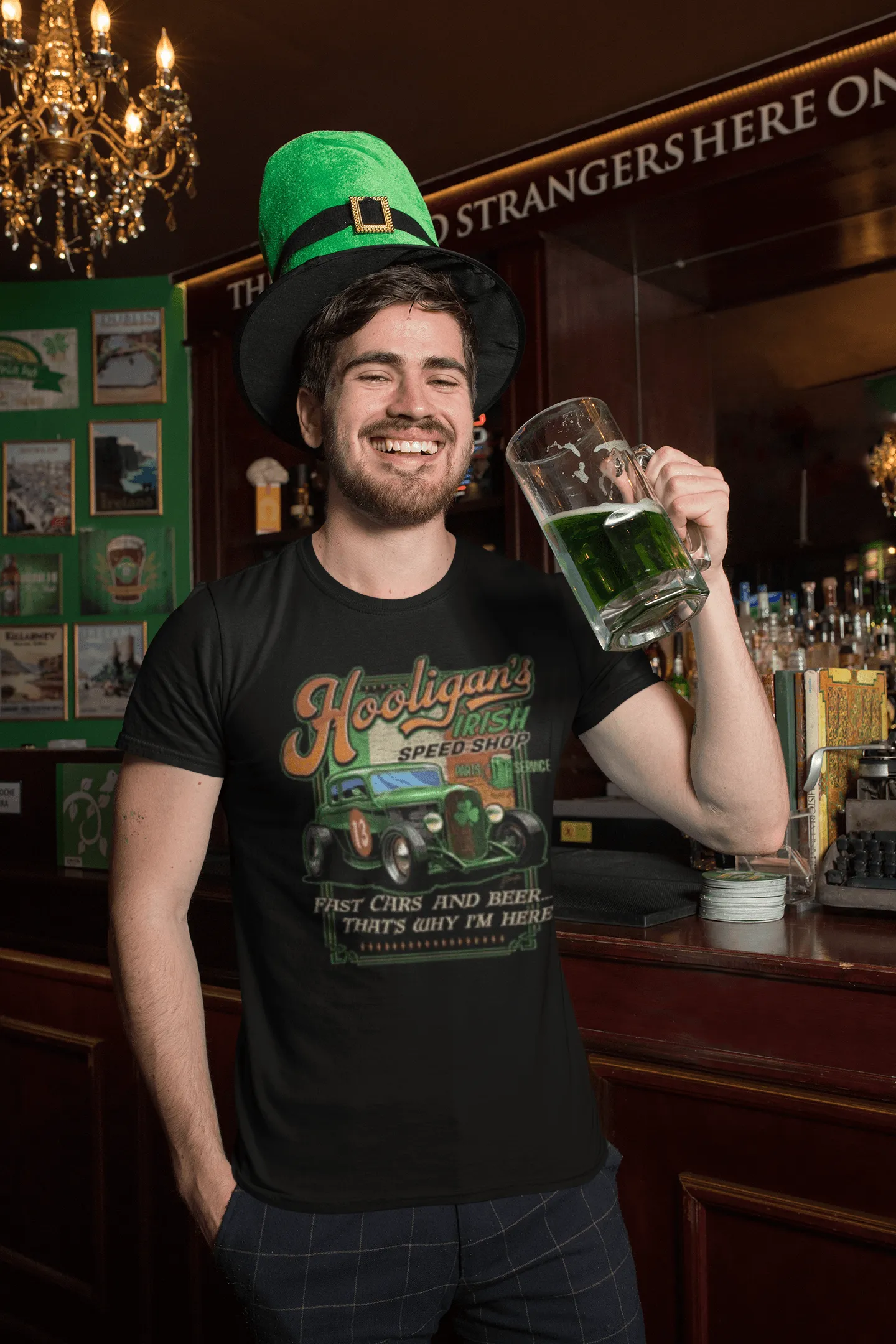 St. Patrick's Day T-shirt Hooligans Irish Speed Shop Short Sleeve DTG Printed Unisex Crew Neck Top