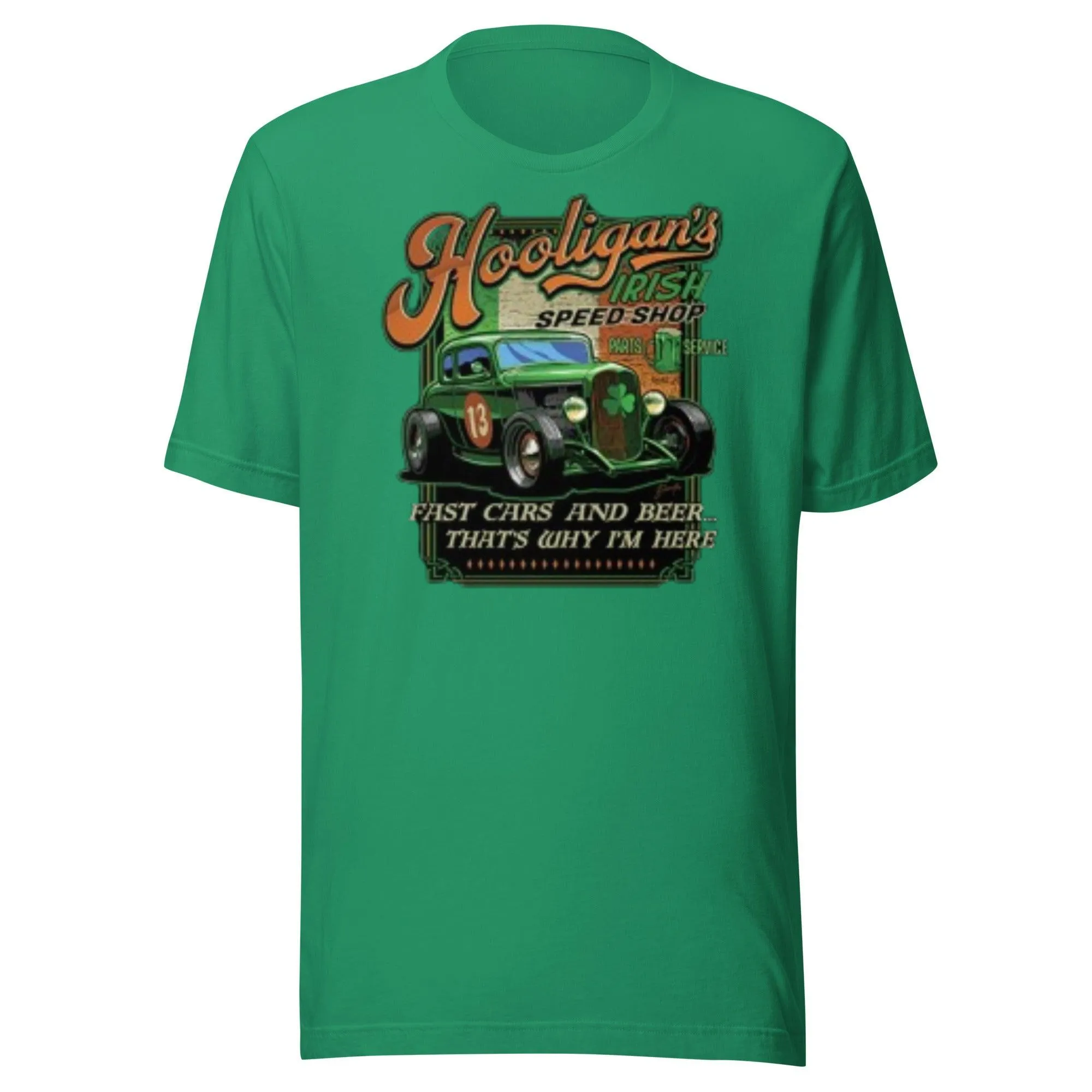 St. Patrick's Day T-shirt Hooligans Irish Speed Shop Short Sleeve DTG Printed Unisex Crew Neck Top