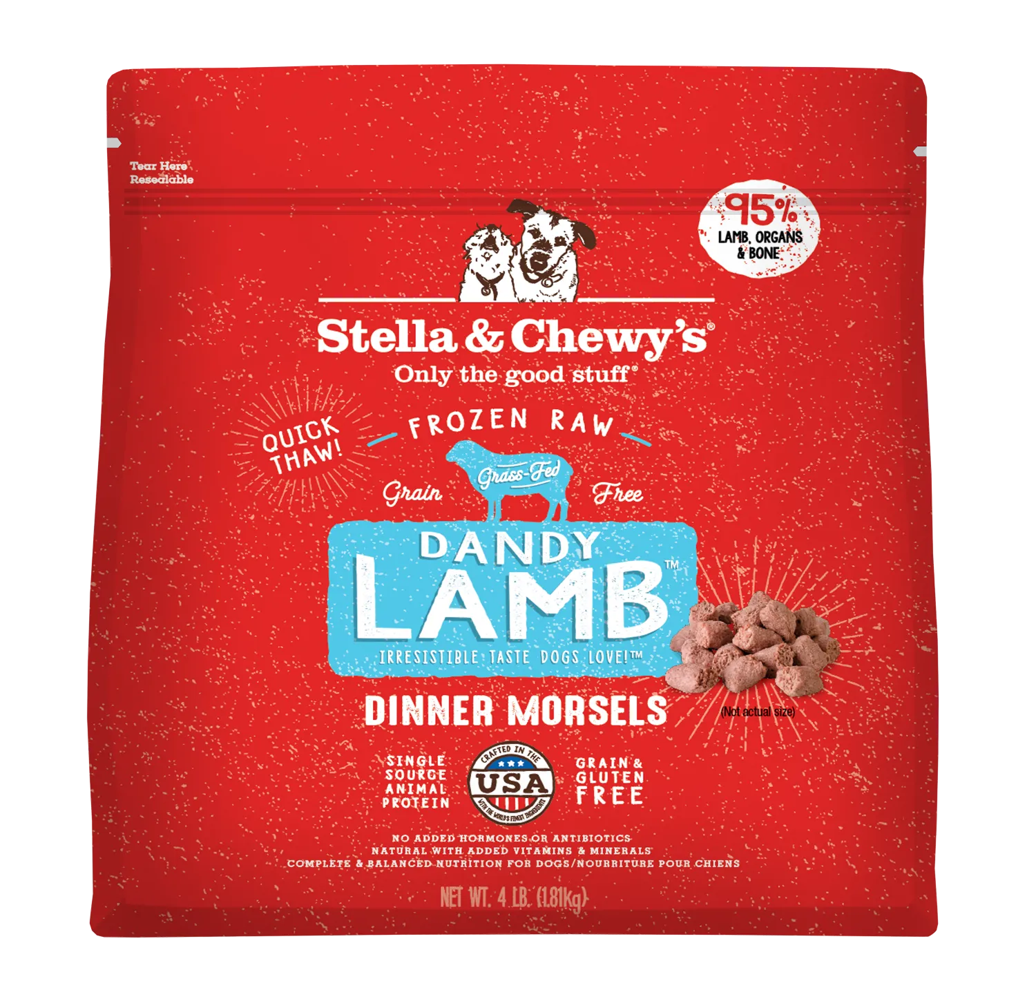Stella & Chewy's Dog Raw Frozen Super Lamb Morsels 4 lbs.