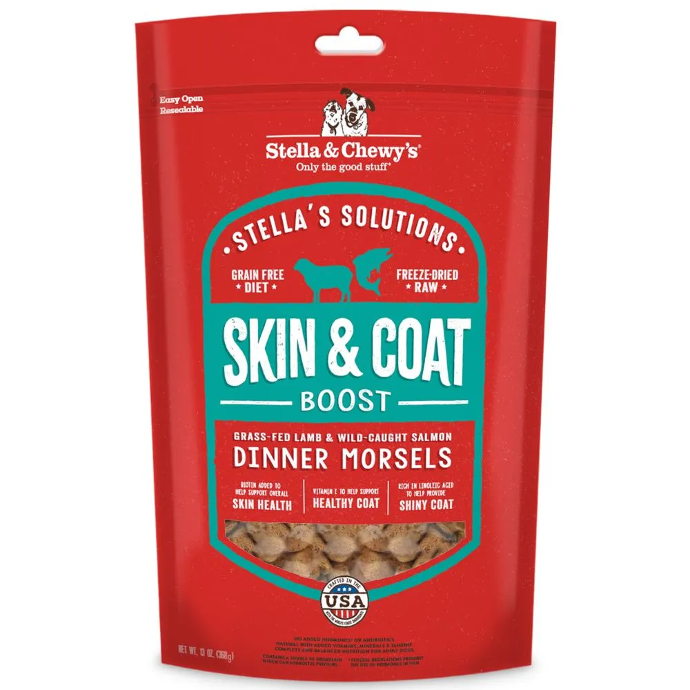 Stella & Chewy’s Stella’s Solutions Skin & Coat Boost Lamb & Salmon Grain-Free Freeze-Dried Raw Dog Food