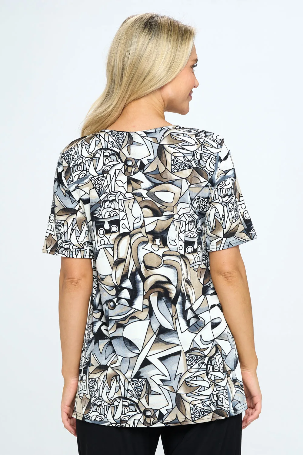 Stretchy Vented Top Short Sleeve Printed, 2042BN-SRP1-W329