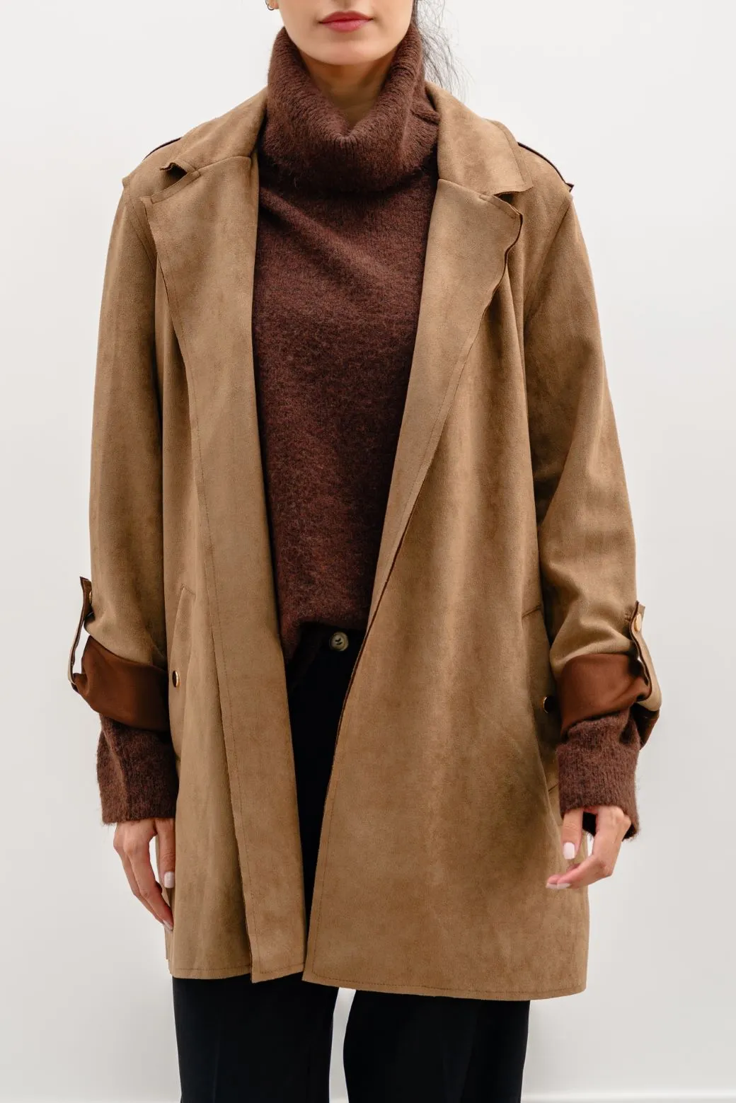 SUEDE MID COAT
