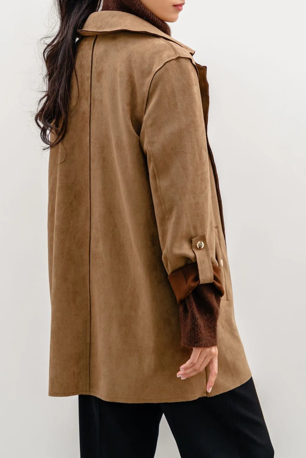 SUEDE MID COAT