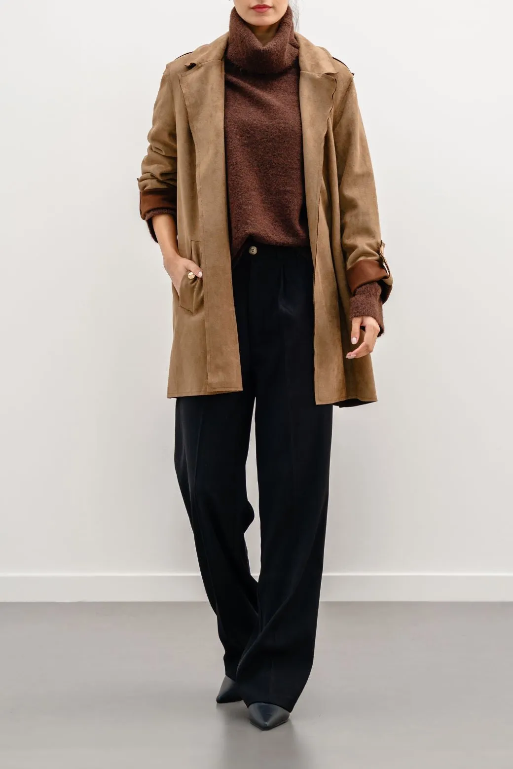 SUEDE MID COAT