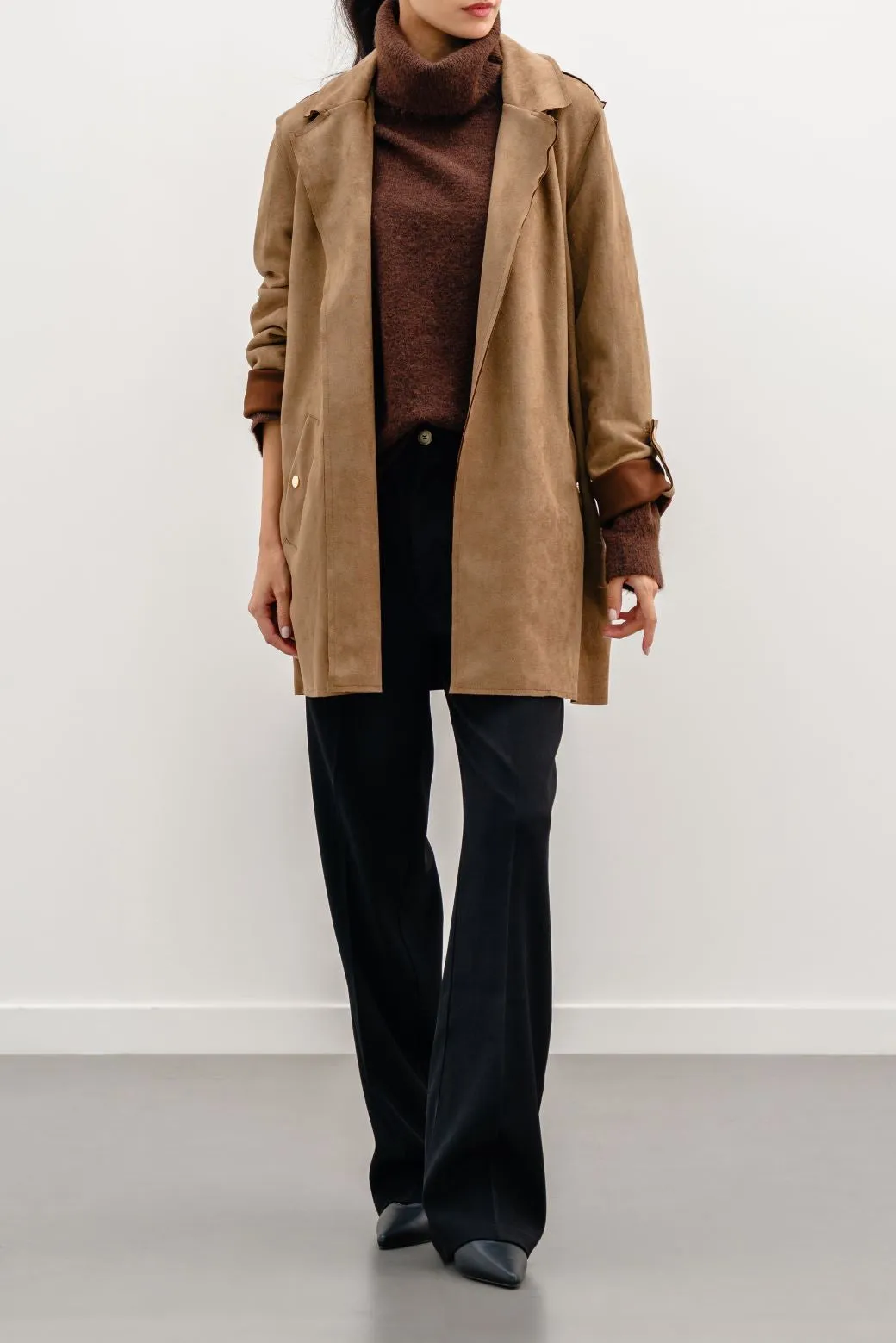 SUEDE MID COAT