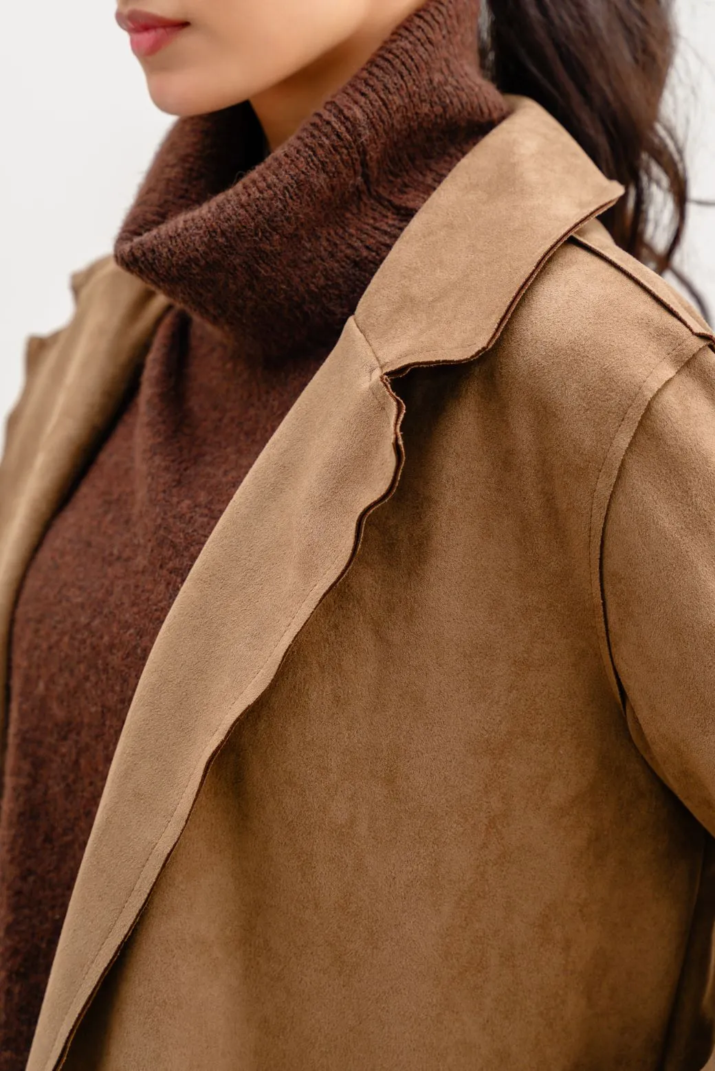 SUEDE MID COAT
