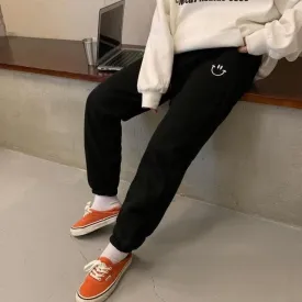 Sweatpants With Smiley Embroidery