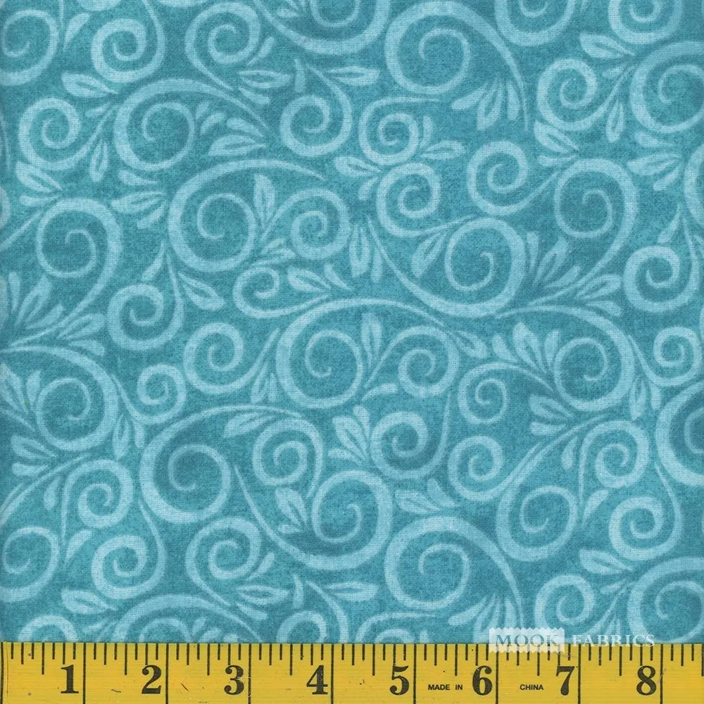 Swirl Aqua Tone-on-Tone 108" Wide Cotton Flannel by Mook Fabrics