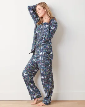 Unicorn's Garden - Tall Lightweight Flannel Long PJ Set - Indigo
