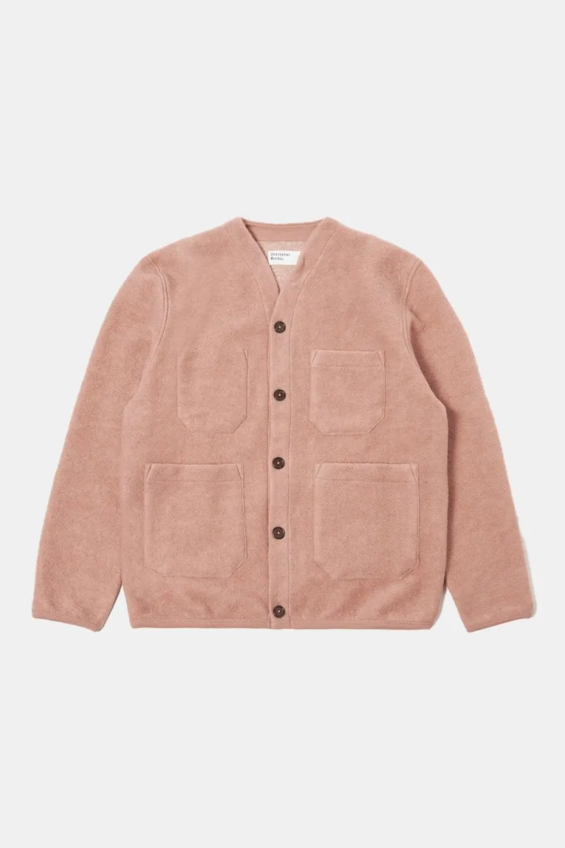 Universal Works Wool Fleece Cardigan (Pink)