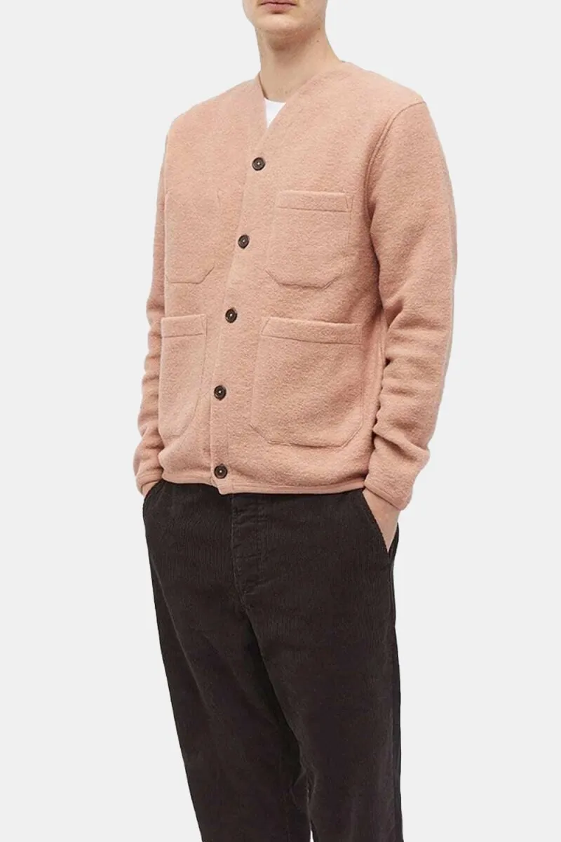 Universal Works Wool Fleece Cardigan (Pink)