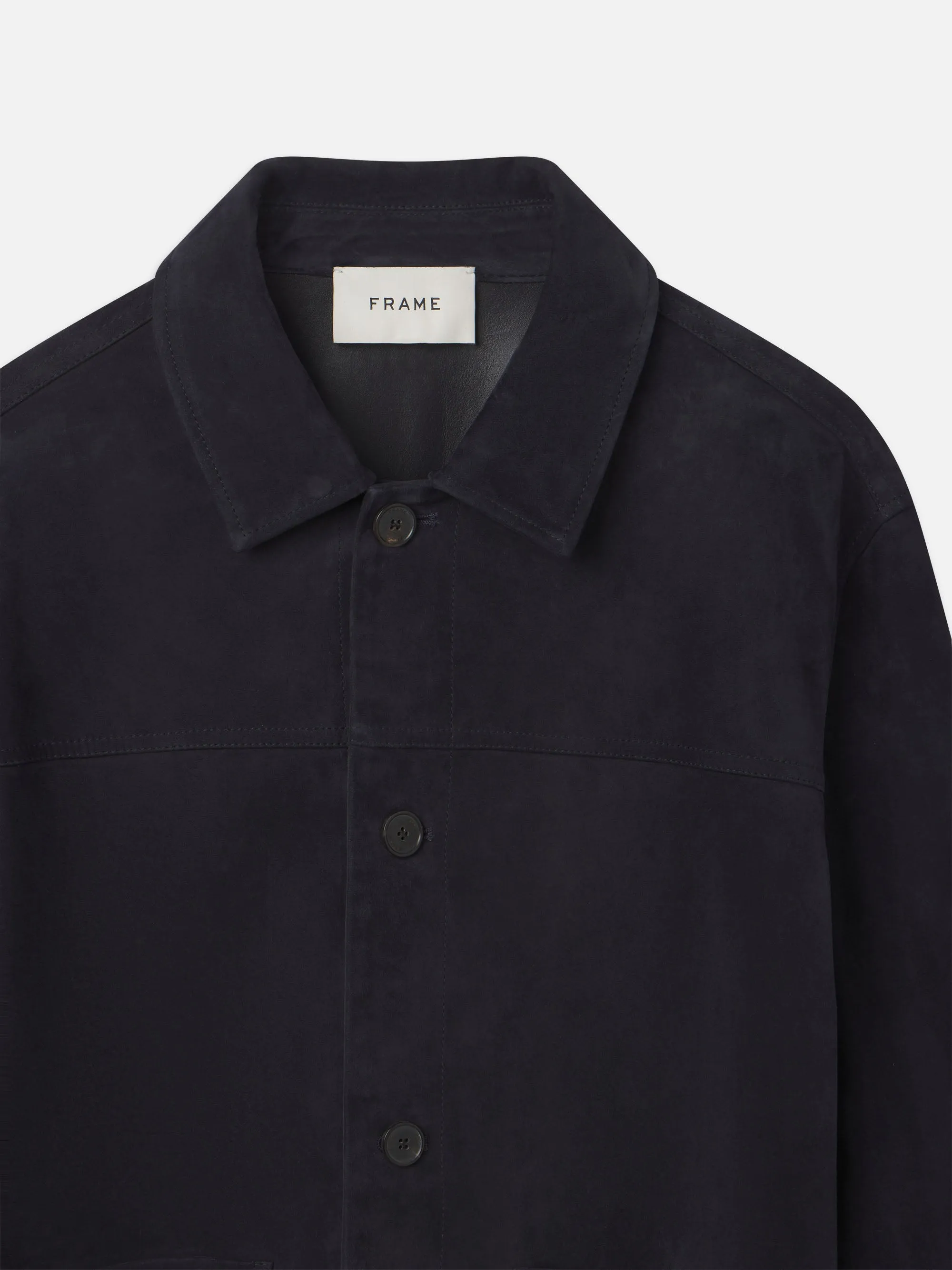 Unlined Suede Chore Coat -- Dark Navy