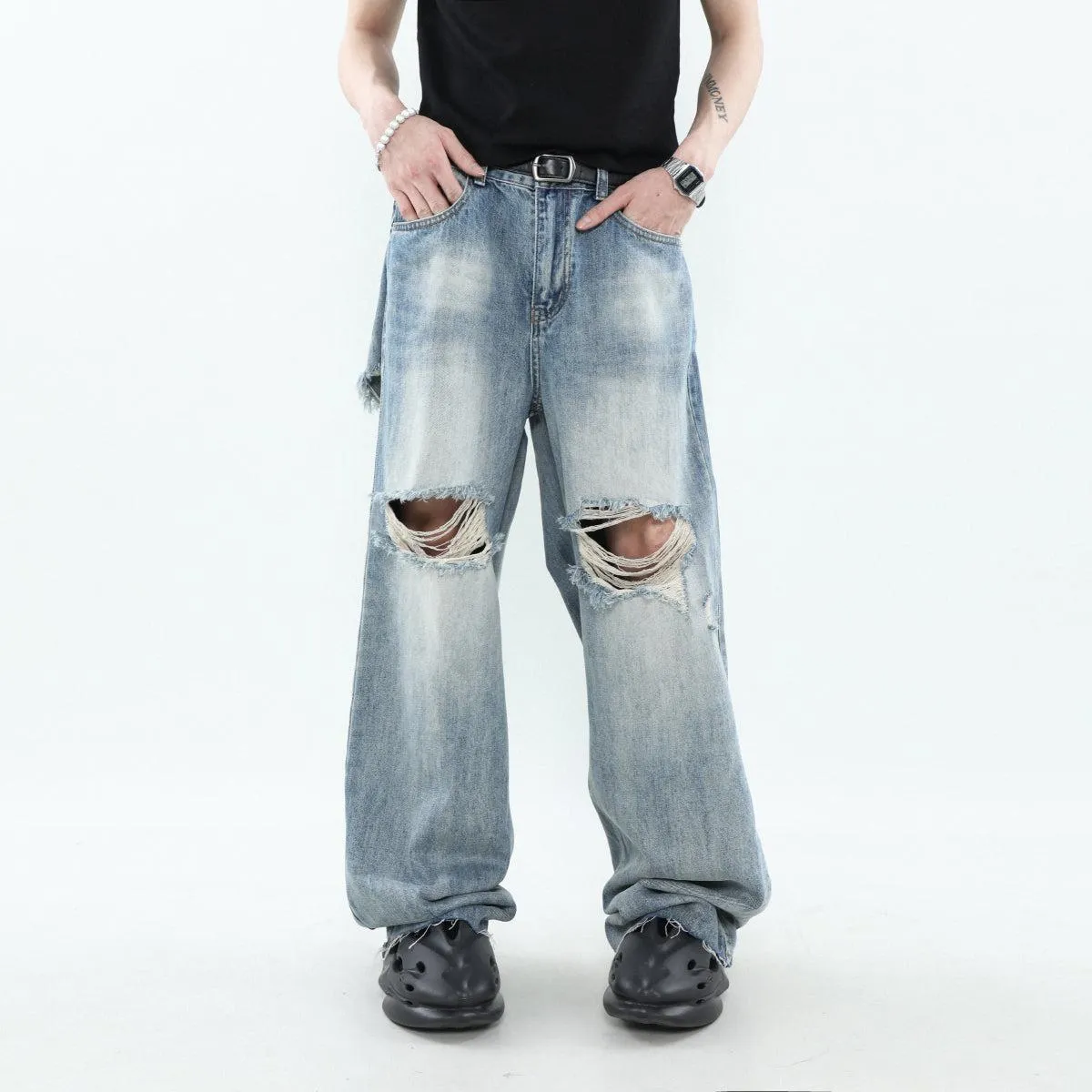 Washed Ripped Hole Jeans