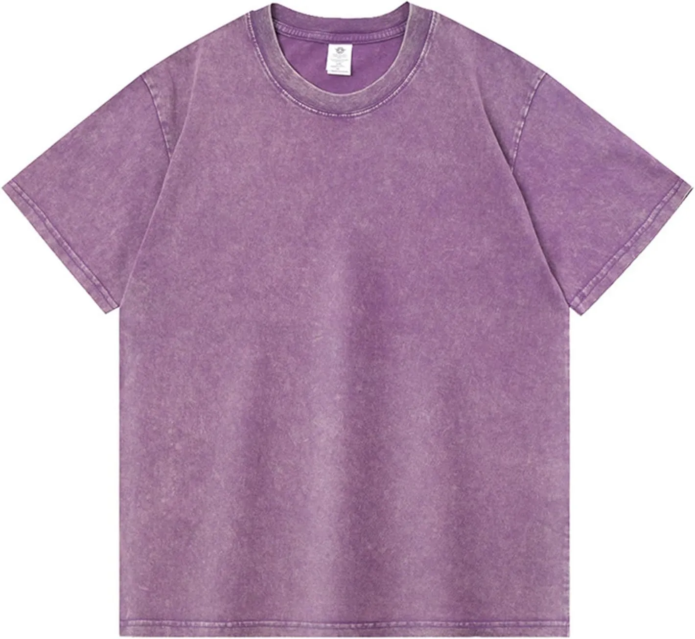 WENKOMG1 Cotton Shirt for Men Loose Fit Distressed Casual Half Sleeve T-Shirt Summer Retro Style Crewneck Pullover