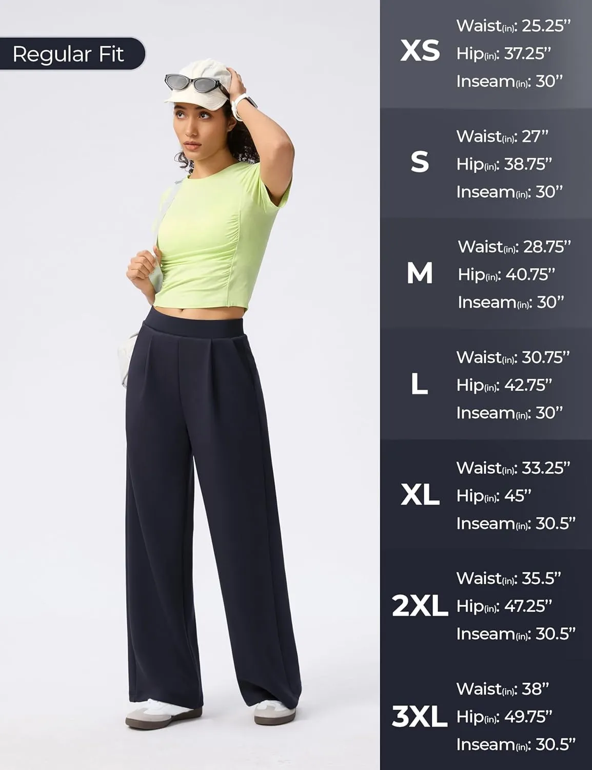 Wide Leg Pants for Women High Waist Relaxed Dress Pants with Pockets 30"