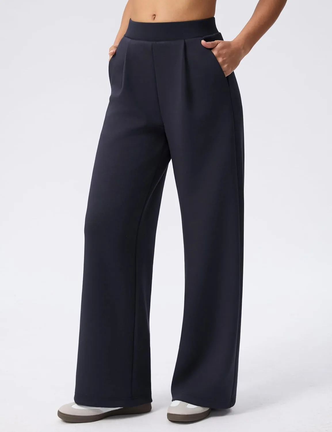 Wide Leg Pants for Women High Waist Relaxed Dress Pants with Pockets 30"