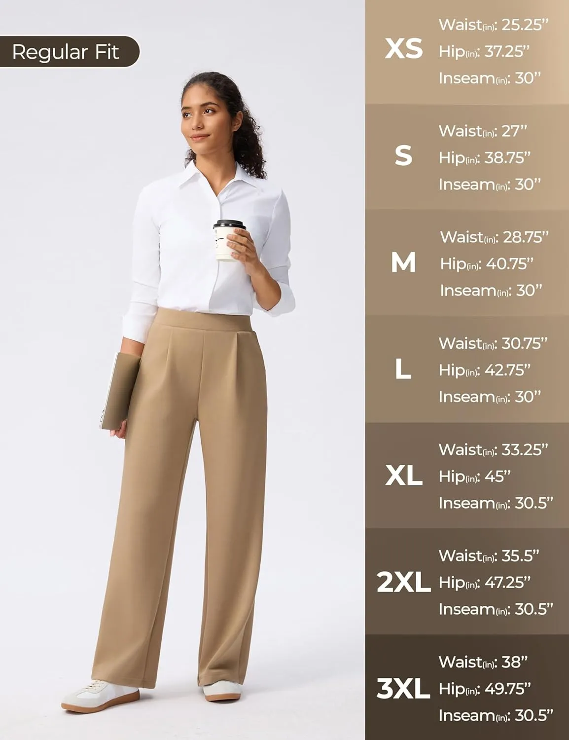 Wide Leg Pants for Women High Waist Relaxed Dress Pants with Pockets 30"