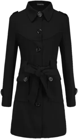 Winter Classic Thick Coat European Belt Buckle Trench Coat Double Breasted Coat Casual Ladies Dress Coat