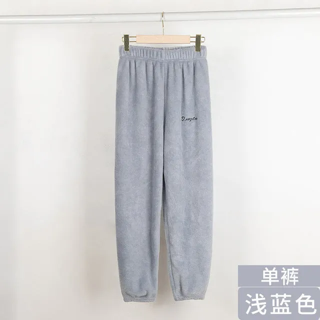 Wjczt In the Fall and Winter of New Coral Fleece Pajamas Fairy Female Thickening and Wool Flannel Lovely Warm Leisurewear Suit