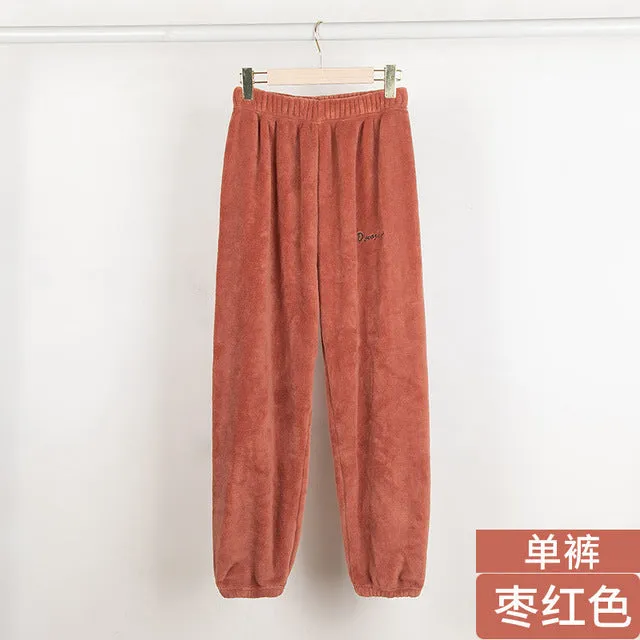 Wjczt In the Fall and Winter of New Coral Fleece Pajamas Fairy Female Thickening and Wool Flannel Lovely Warm Leisurewear Suit