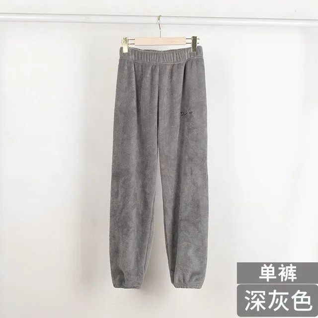 Wjczt In the Fall and Winter of New Coral Fleece Pajamas Fairy Female Thickening and Wool Flannel Lovely Warm Leisurewear Suit
