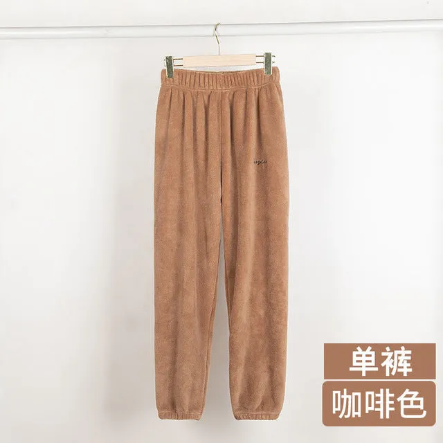 Wjczt In the Fall and Winter of New Coral Fleece Pajamas Fairy Female Thickening and Wool Flannel Lovely Warm Leisurewear Suit