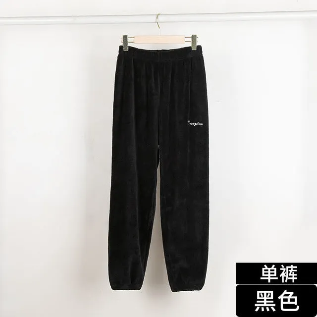 Wjczt In the Fall and Winter of New Coral Fleece Pajamas Fairy Female Thickening and Wool Flannel Lovely Warm Leisurewear Suit