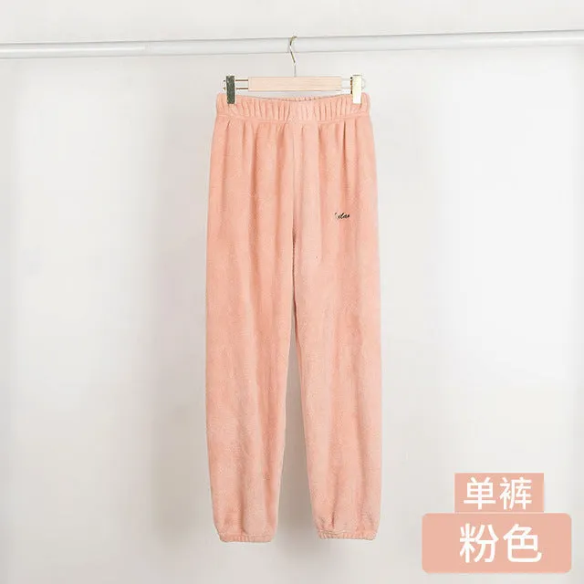 Wjczt In the Fall and Winter of New Coral Fleece Pajamas Fairy Female Thickening and Wool Flannel Lovely Warm Leisurewear Suit