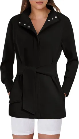 Women's Trench Coat Short Casual Spring Fall Fashion jackets 2024 Classic Lapel Overcoat Outerwear With Belt