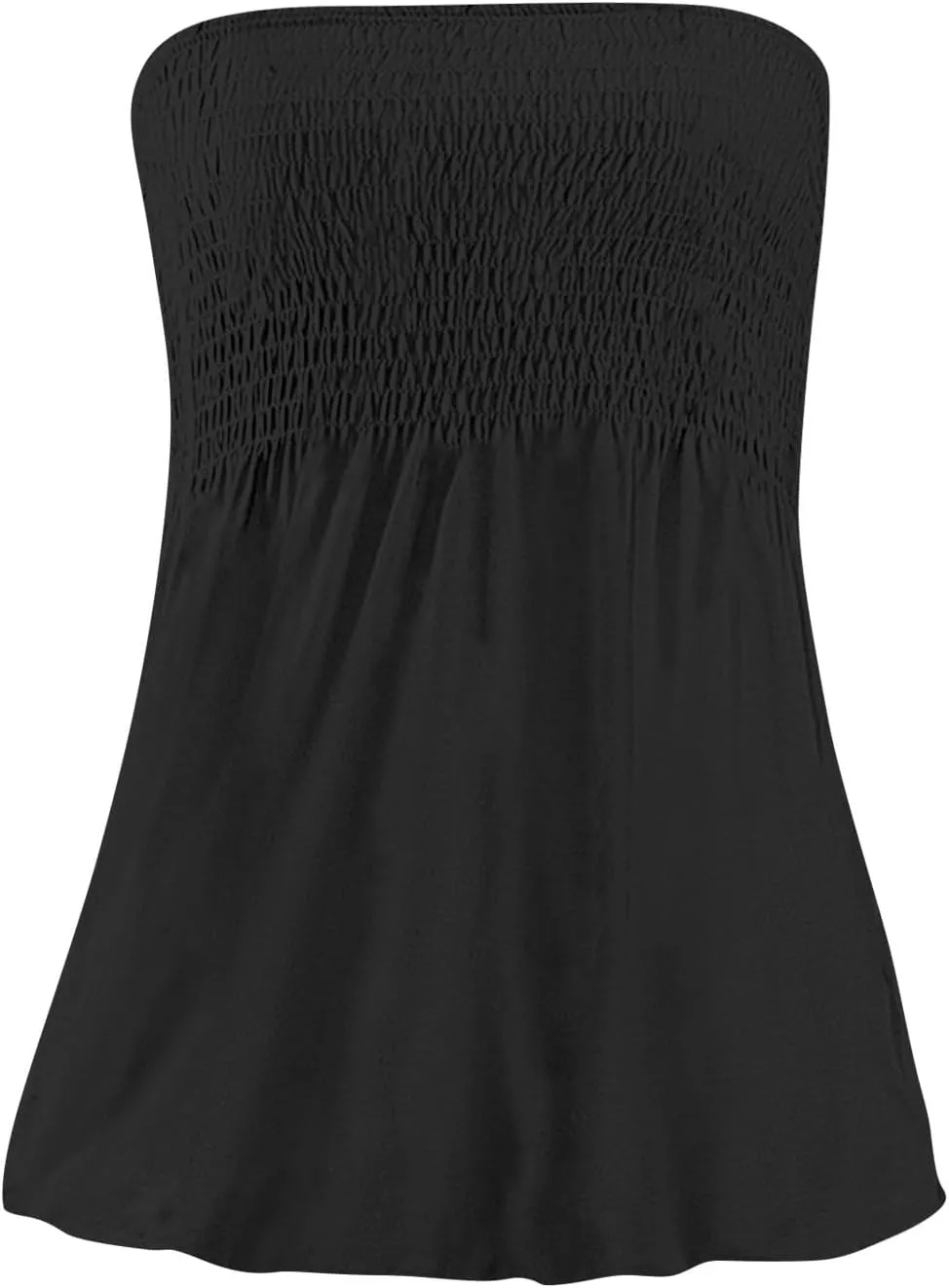 Womens Tube Tops Summer Strapless Bandeau Tank Casual Loose Tunic Sleeveless Shirts Off the Shoulder Flowy Blouses