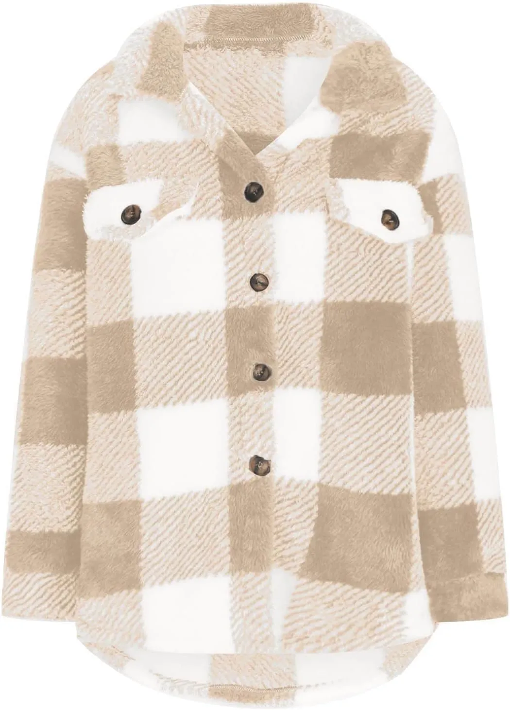 Womens Winter Coats Casual Fuzzy Fleece Shirt Open Front Fall Sherpa Jackets Warm Plaid Cardigans Trendy Outerwear
